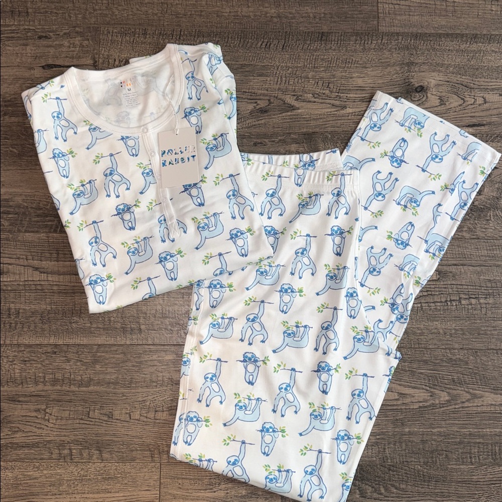 Women’s Blue Sleepy Sloth Roller Rabbit Pajama Set - (NEW)